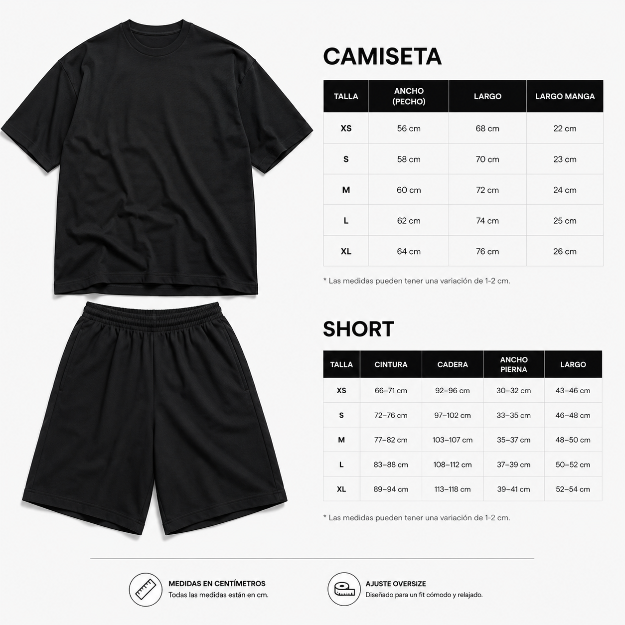 Conjunto oversize negro de JOBAN, con estilo moderno y carácter, mostrando la textura y corte amplio en la imagen.